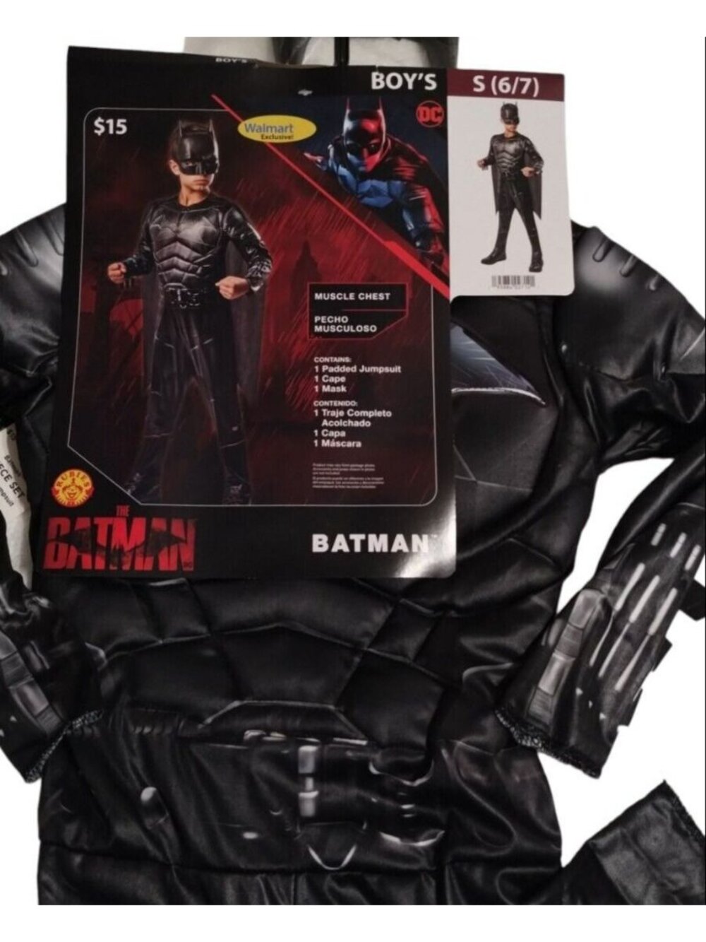 The Batman Boys 3 Piece Padded Costume Small 6 to 7 New Halloween Cosplay
